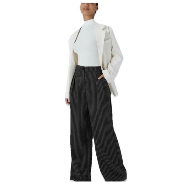 Halara High Waist Wide Leg Pants Black White Stripes Size XS - Picture 1 of 13